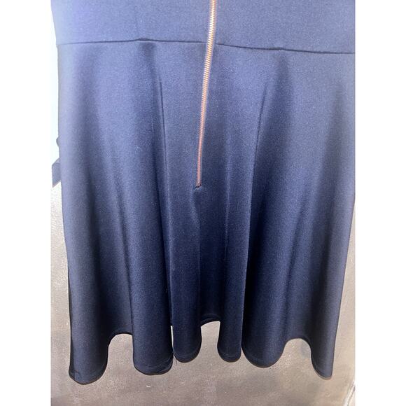 Ted Baker Deneese Black Skater Dress Sz 10 Ruffle Sleeves Pockets Rose Gold Zip - Picture 14 of 16